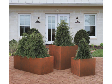 Weathered Corten Steel Metal Pot Box Planter 